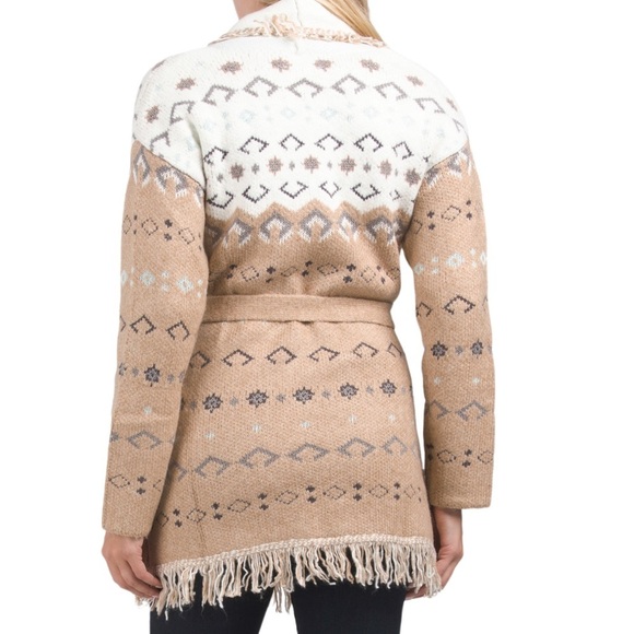 Lucky Brand Fringe Fairisle Cardigan Sweater - Picture 2 of 5
